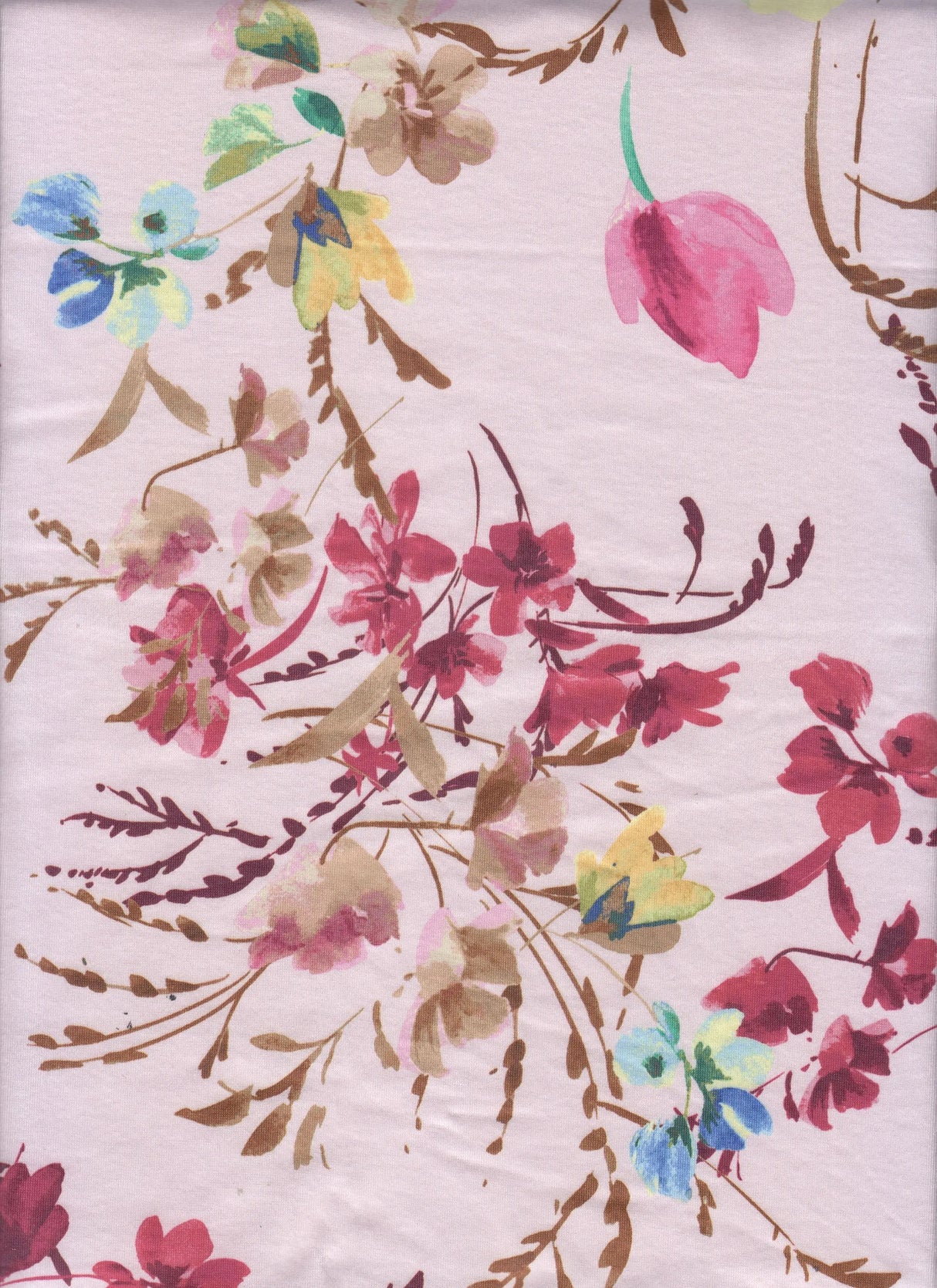 1 Yard DTY Brushed Digital Floral Print Knit Fabric, 58/60? Wide Polyester Spandex Blend