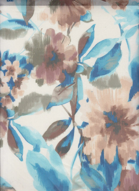 1 Yard Floral Digital Mesh Fabric, 54? Wide Polyester Spandex Blend