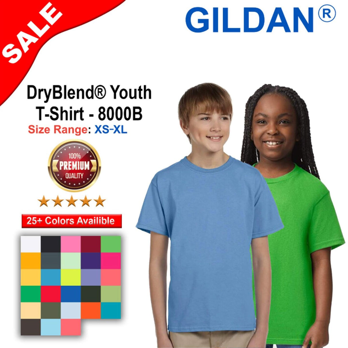Gildan® DryBlend Crewneck Short Sleeve Youth T-Shirt