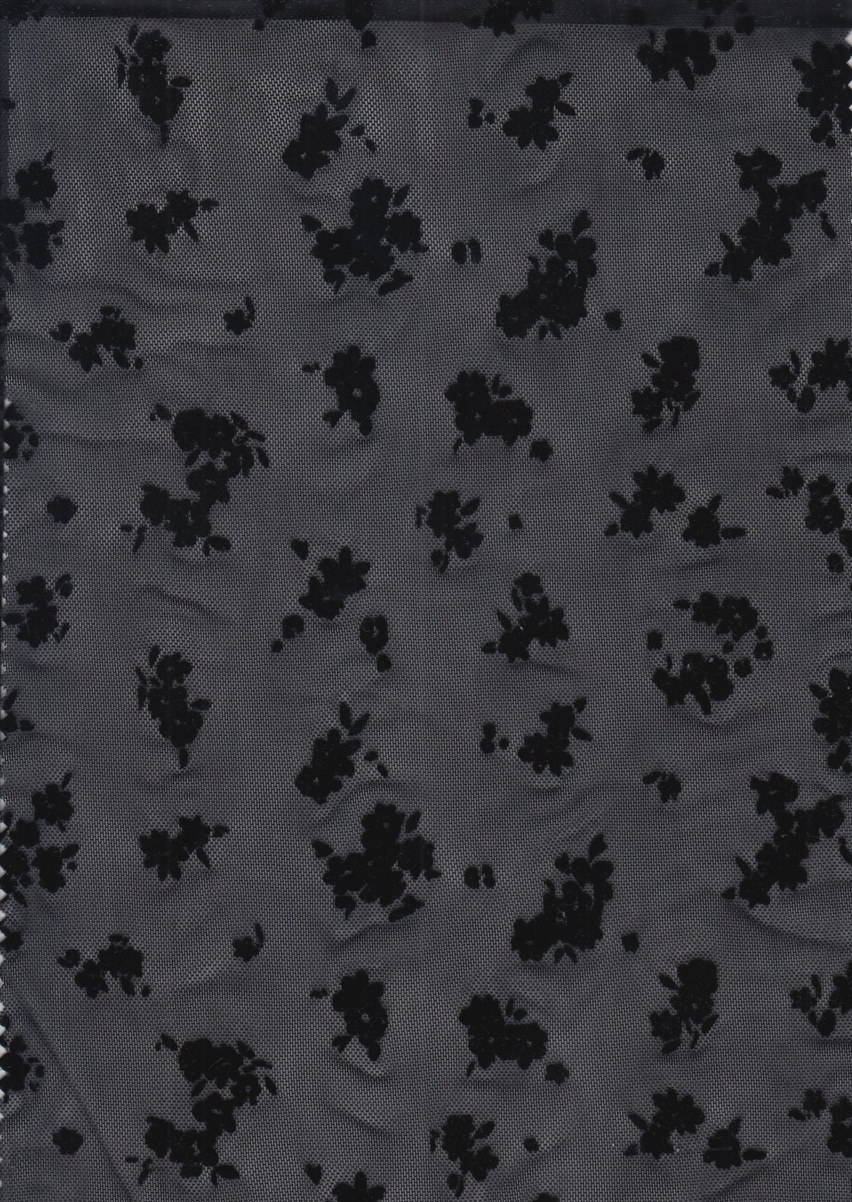 Floral Flocking Mesh Black