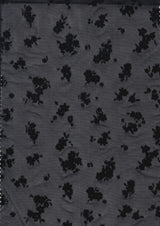 Floral Flocking Mesh Black