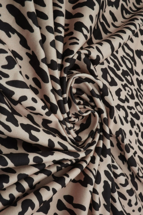 1 Yard DTY Brushed Animal Leopard Digital Print Knit Fabric, 58/60'' Wide Polyester Spandex Blend