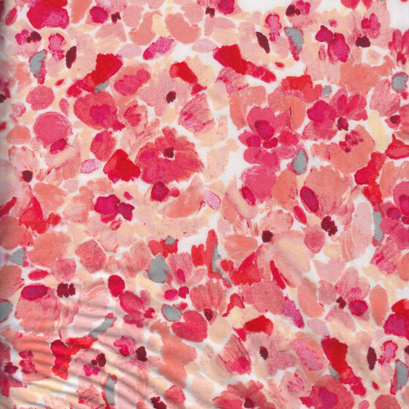 Floral Printed DTY Knit Fabric Red