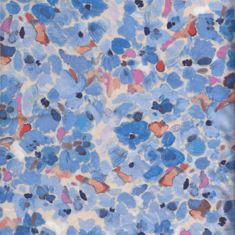 1 Yard DTY Brushed Floral Print Knit Fabric, 58/60'' Wide Polyester Spandex Blend