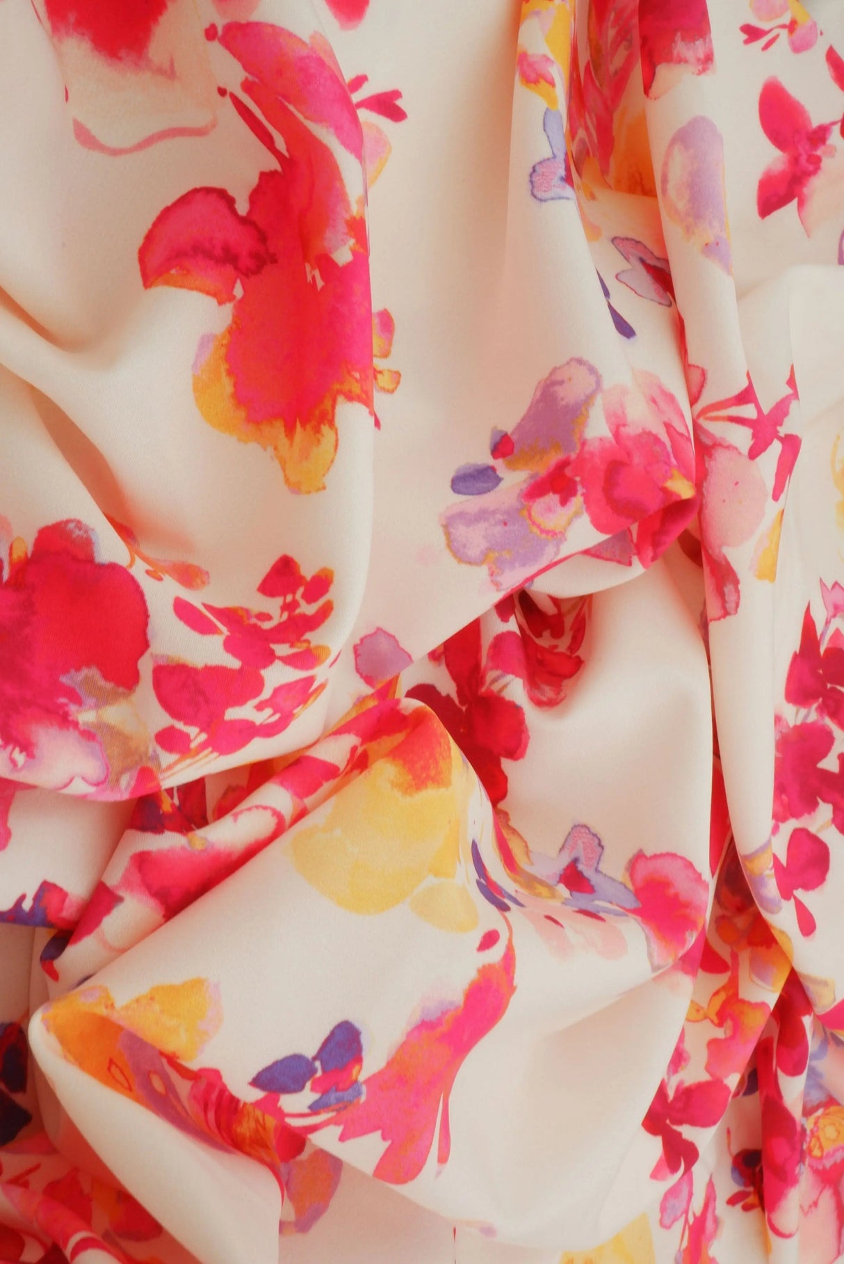 1 Yard Digital Floral Peach Skin Print Fabric, 58/59? Wide Polyester Spandex Blend