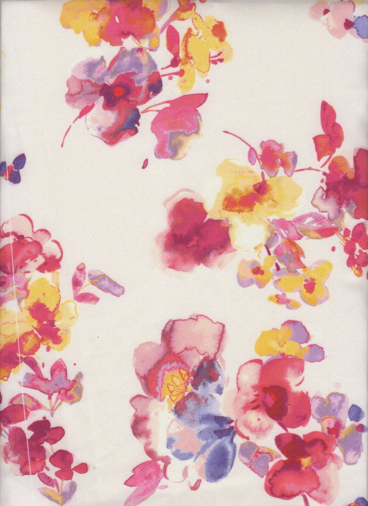1 Yard Digital Floral Peach Skin Print Fabric, 58/59? Wide Polyester Spandex Blend