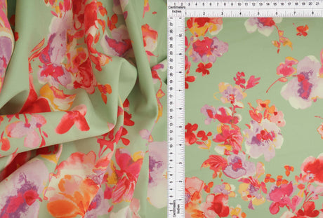 Floral Printed Peach Skin Woven