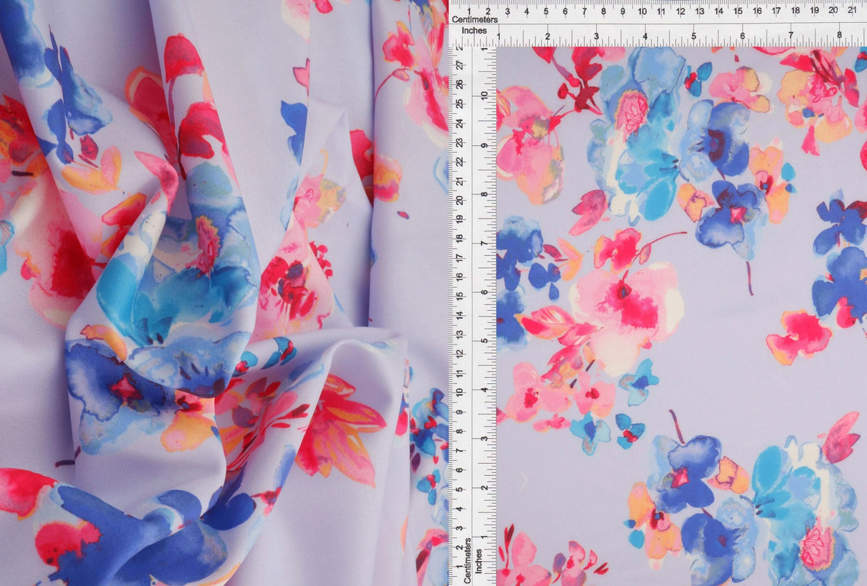 1 Yard Digital Floral Peach Skin Print Fabric, 58/59? Wide Polyester Spandex Blend