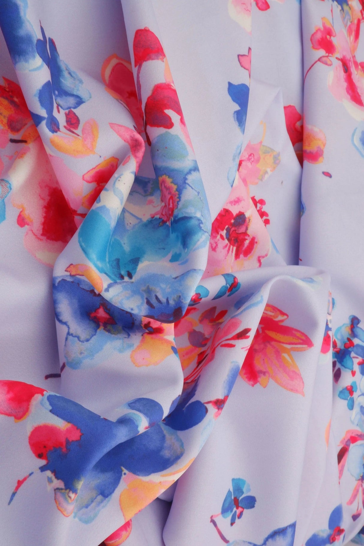 1 Yard Digital Floral Peach Skin Print Fabric, 58/59? Wide Polyester Spandex Blend