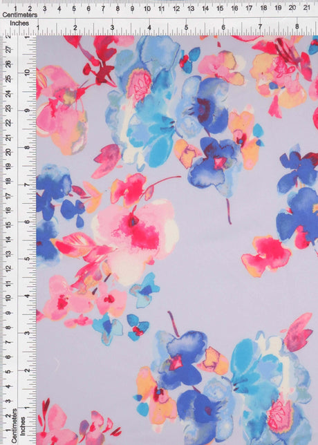 1 Yard Digital Floral Peach Skin Print Fabric, 58/59? Wide Polyester Spandex Blend