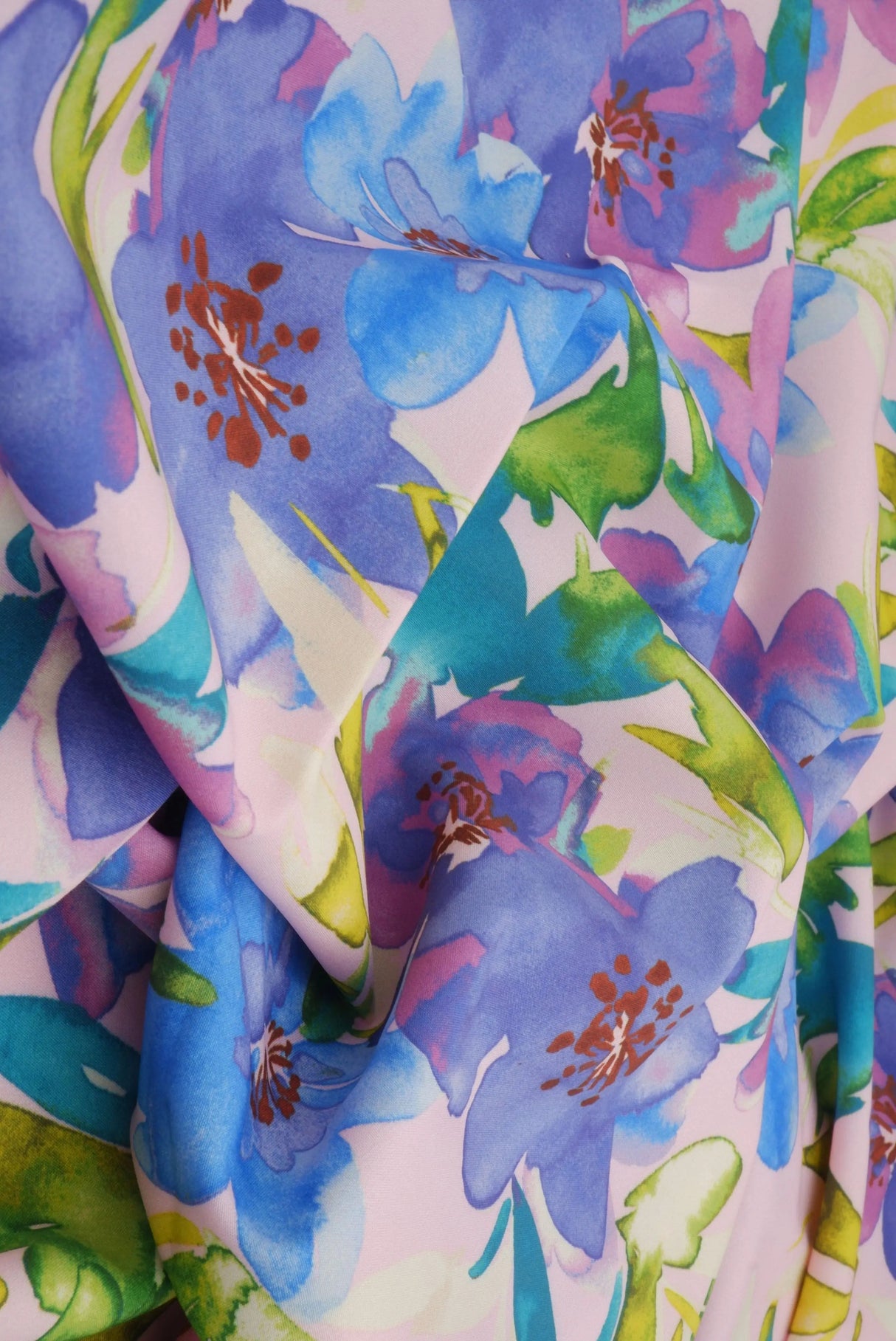 1 Yard Digital Floral Peach Skin Print Fabric, 58/59? Wide Polyester Spandex Blend