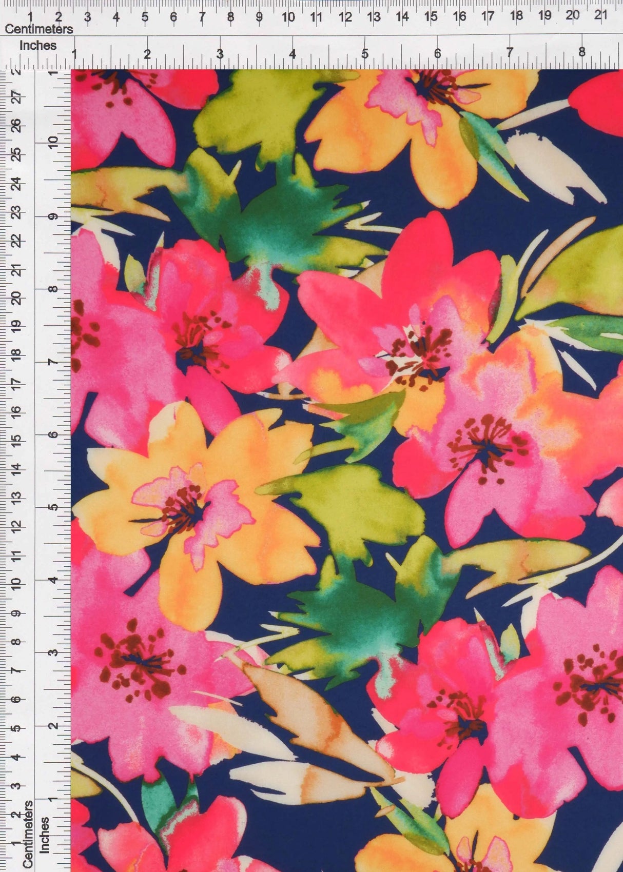 1 Yard Digital Floral Peach Skin Print Fabric, 58/59? Wide Polyester Spandex Blend