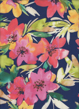 1 Yard Digital Floral Peach Skin Print Fabric, 58/59? Wide Polyester Spandex Blend