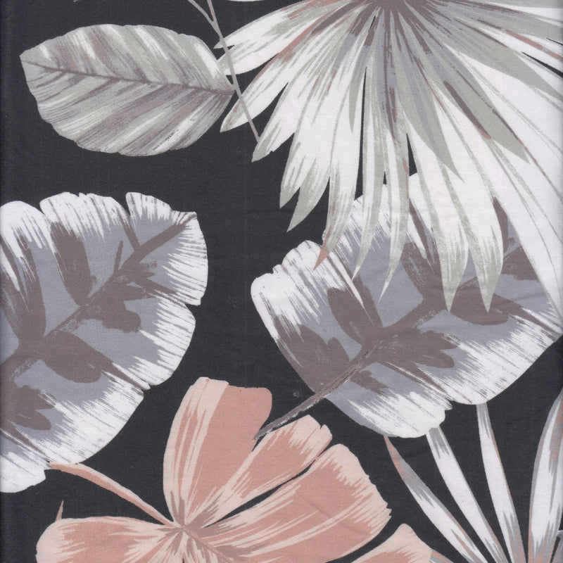 1 Yard DTY Brushed Leaf Tropical Digital Print Knit Fabric, 58/60'' Wide Polyester Spandex Blend
