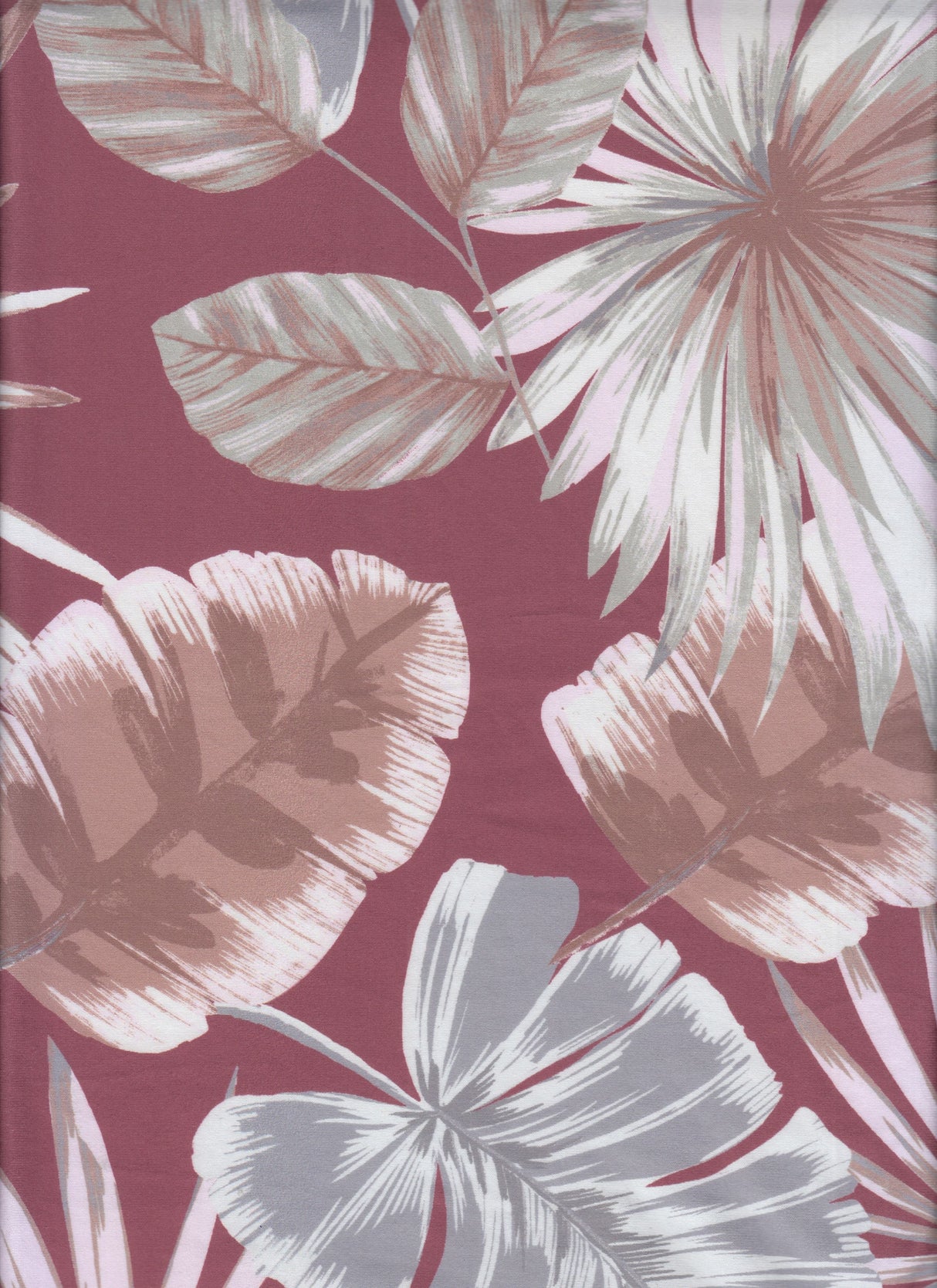 Brushed DTY Tropical Leaf Knit Brick