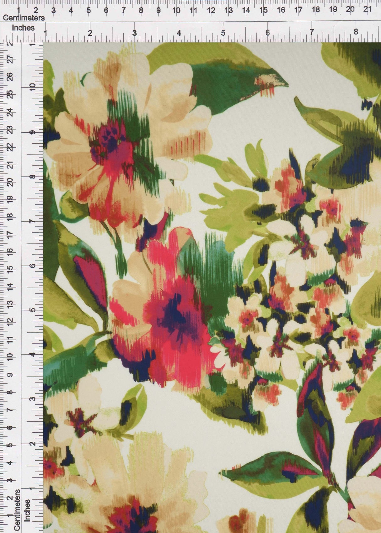 Abstract Floral DTY Stretch Knit Olive Rust