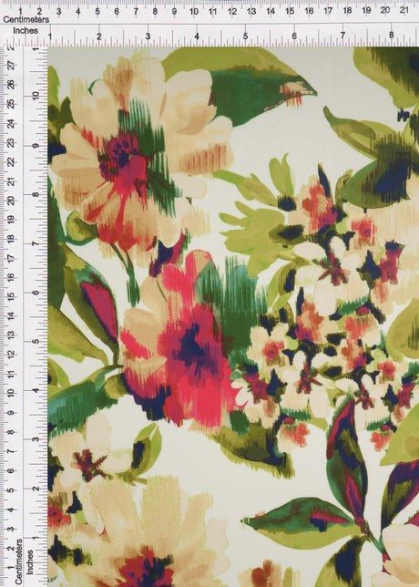 Abstract Floral DTY Stretch Knit Olive Rust