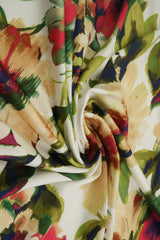 Abstract Floral DTY Stretch Knit Olive Rust