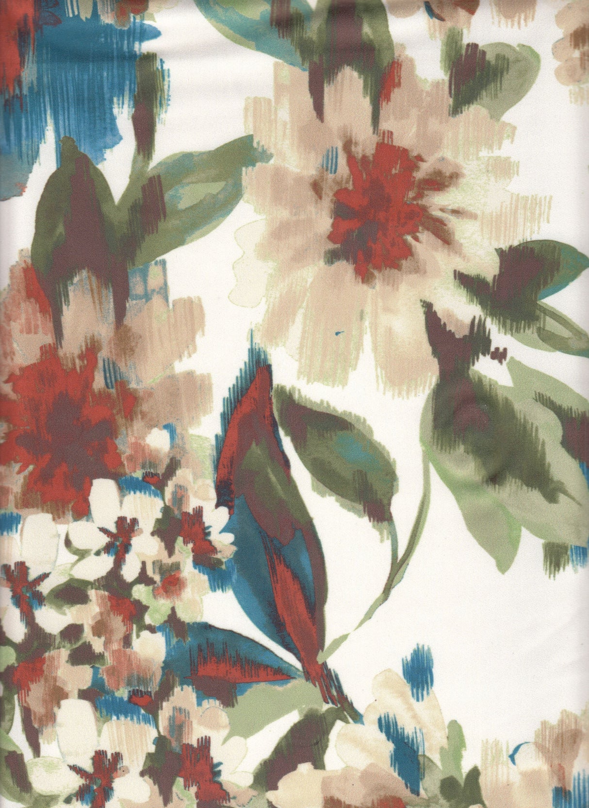 Abstract Floral DTY Stretch Knit Olive Rust