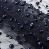 Mesh Lace with Pearl Beads - Navy