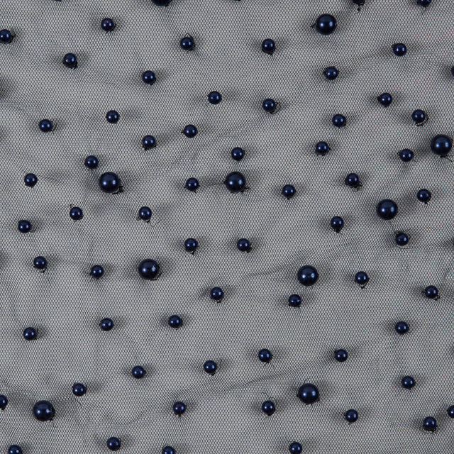 Mesh Lace with Pearl Beads - Navy