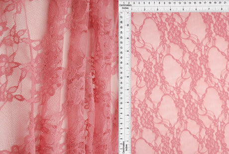 Floral Lace Fabric 92 Nylon 8 Spandex Soft Stretch Lightweight 58/60 Inches Wide