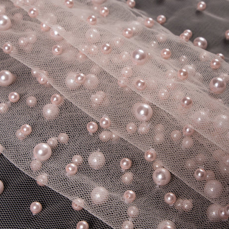 Mesh Lace with Pearl Beads - Cradle Pink