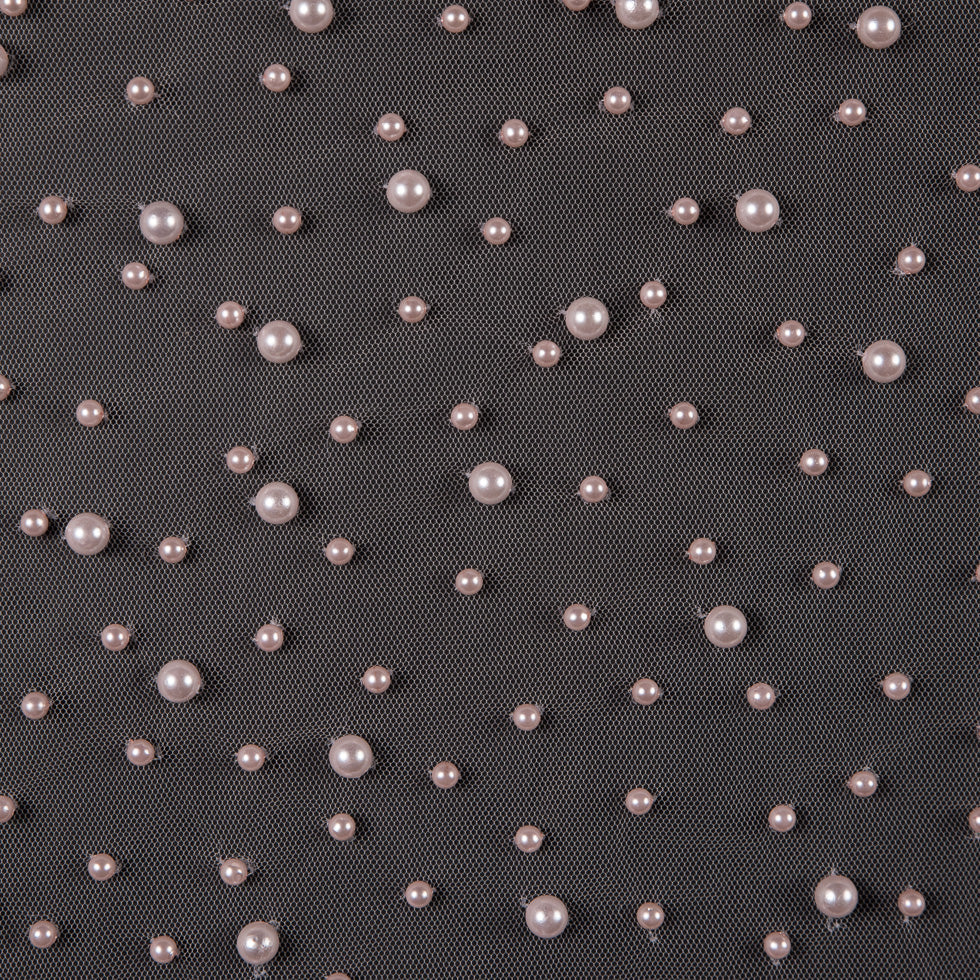 Mesh Lace with Pearl Beads - Cradle Pink