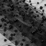 Mesh Lace with Pearl Beads - Black