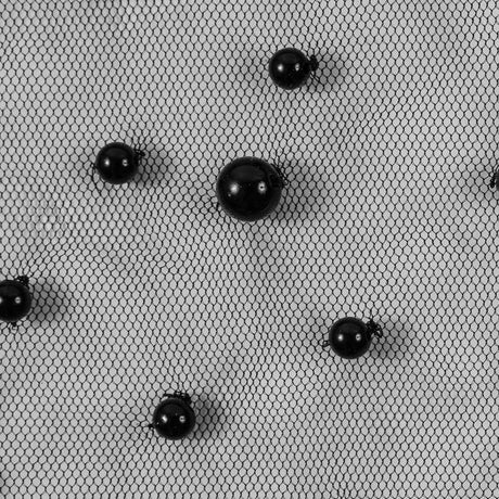 Mesh Lace with Pearl Beads - Black