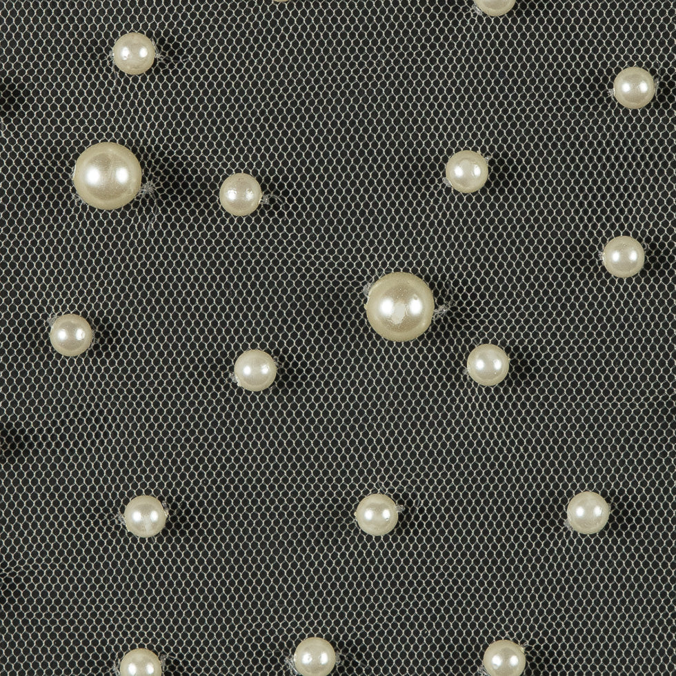 Mesh Lace with Pearl Beads - Ivory