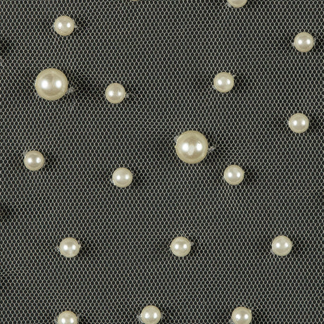 Mesh Lace with Pearl Beads - Ivory