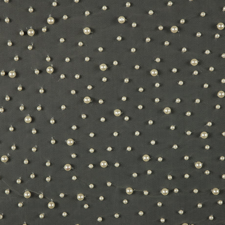 Mesh Lace with Pearl Beads - Ivory