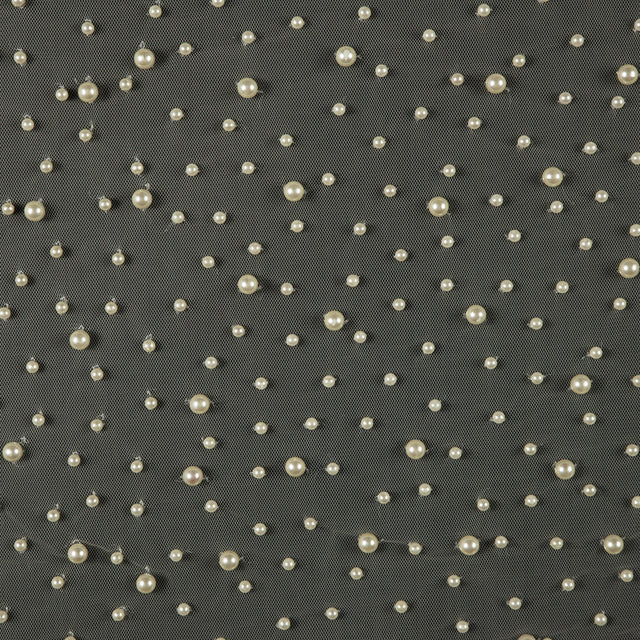 Mesh Lace with Pearl Beads - Ivory