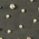 Mesh Lace with Pearl Beads - Pale Yellow