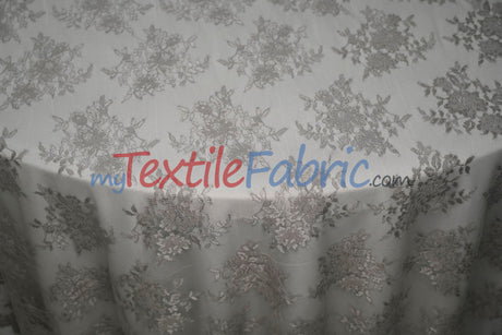 Chantilly Lace Polyester Fabric - Floral Embroidery, Sheer Mesh, 52" Width (1 Yard)