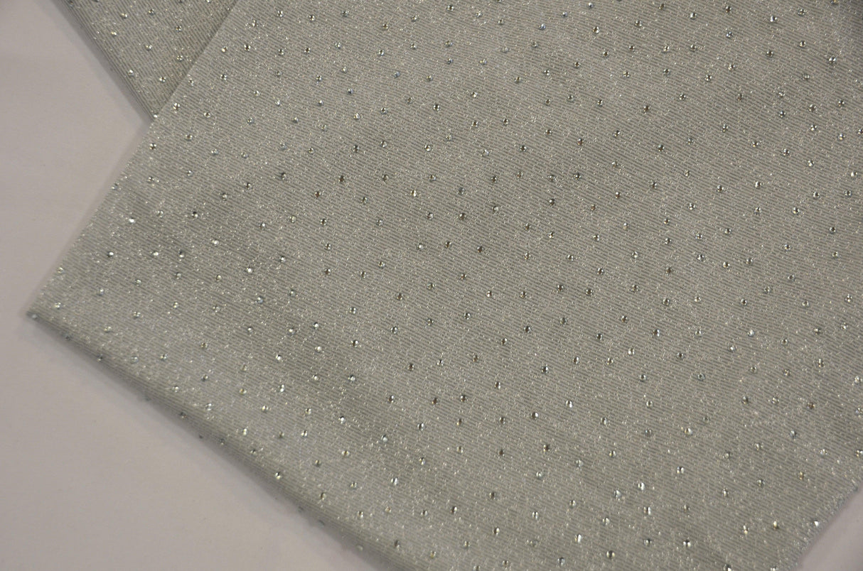 Diamond Glimmer Knit Polyester Spandex Fabric - Metallic Glitter, 56" Width (1 Yard)
