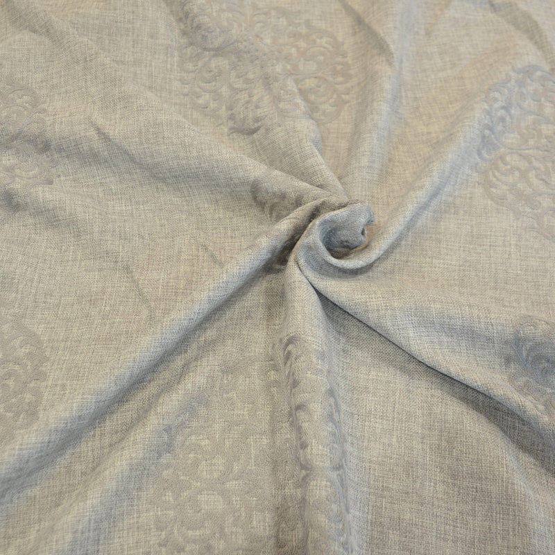Embossed Faux Linen Embroidery Fabric - Off White And Light Silver, 58" Width (Yards)