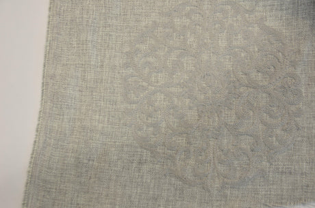 Embossed Faux Linen Embroidery Fabric - Off White And Light Silver, 58" Width (Yards)