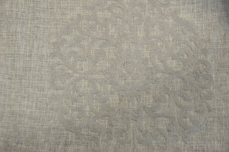 Embossed Faux Linen Embroidery Fabric - Off White And Light Silver, 58" Width (Yards)