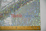 Holographic Mini Square Sequins Mesh Fabric - Holographic Mini Square Sequins, 45" Width (By The Yard)