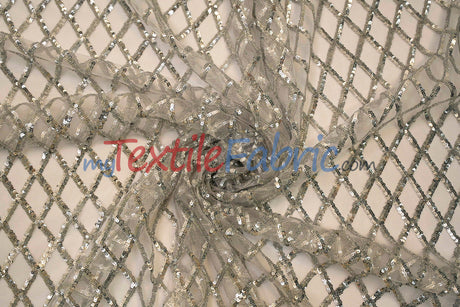 Luxury Glitz Sequins Lace Fabric - 100 Percent Polyester, Sheer Mesh Sequins Embroidery, Multiple Colors, 54" Width (By The Yard)