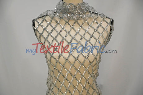 Luxury Glitz Sequins Lace Fabric - 100 Percent Polyester, Sheer Mesh Sequins Embroidery, Multiple Colors, 54" Width (By The Yard)