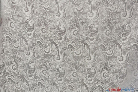 Oriental Metallic Paisley Polyester Fabric - Silver And Gold Metallic Paisley, 58" Width (Yards)
