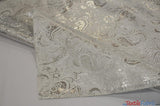 Oriental Metallic Paisley Polyester Fabric - Silver And Gold Metallic Paisley, 58" Width (Yards)
