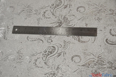 Oriental Metallic Paisley Polyester Fabric - Silver And Gold Metallic Paisley, 58" Width (Yards)