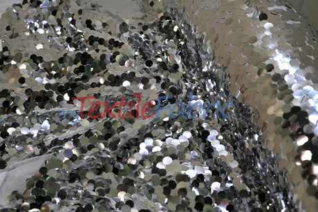 Fish Scale Paillette Sequins Polyester Fabric - 9Mm Sequins, 54" Width, Multiple Colors (1 Yard)