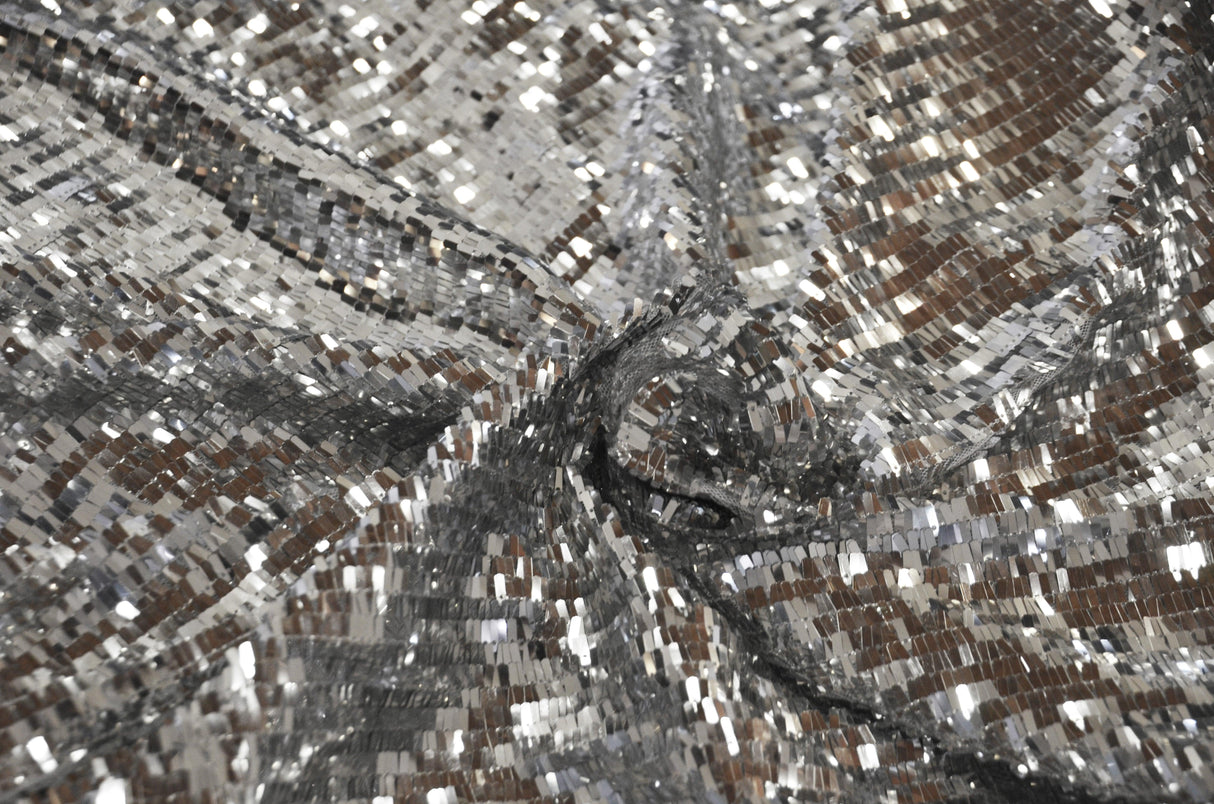 Fringe Sequins Polyester Fabric - Gold, Silver, Black, 50/52" Width (1 Yard)
