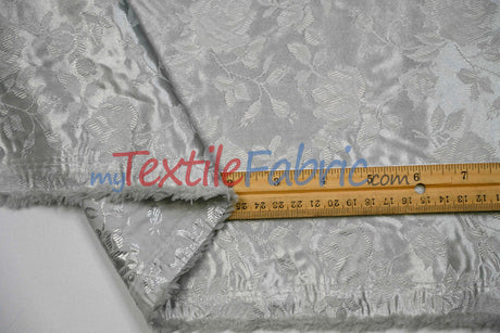 Satin Jacquard Satin Polyester Fabric - Satin Flower Brocade, 58/60" Width, Sample Swatch 3"x3" (1 Sample Swatch)