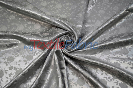 Satin Jacquard Satin Polyester Fabric - Satin Flower Brocade, 58/60" Width, Sample Swatch 3"x3" (1 Sample Swatch)